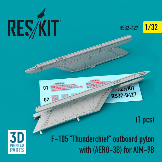 Republic F-105 Thunderchief outboard Pylon with (AERO-3B) for AIM-9B (3D Printing) Scale 1:32 ResKit RS32-0427 for Aircraft Model Kit