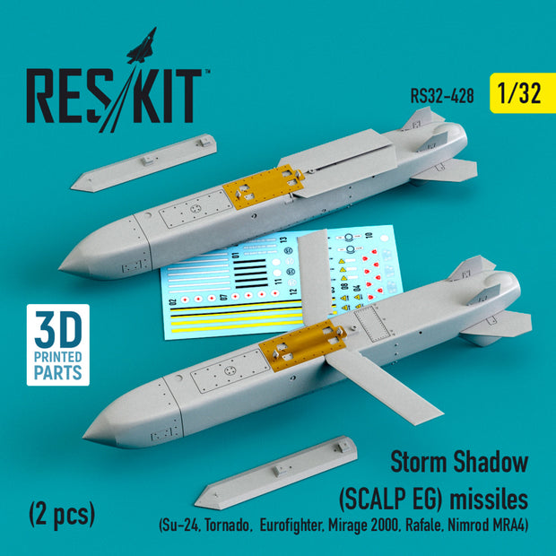 Storm Shadow (SCALP EG) Missiles (2 pcs) (Su-24, Tornado, Eurofighter, Mirage 2000, Rafale, Nimrod MRA4) (3D Printing) Scale 1:32 ResKit RS32-0428 for Aircraft Model Kit
