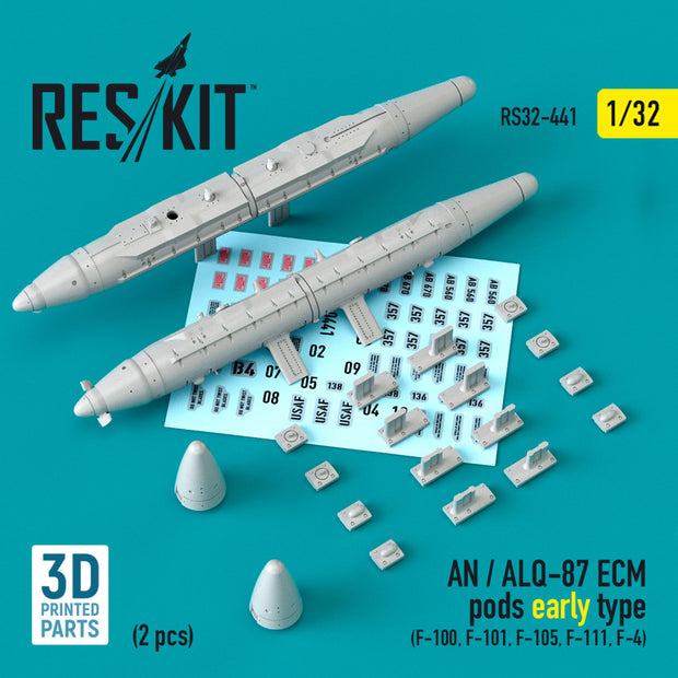 AN / ALQ-87 ECM pods early type (2 pcs) (F-100, F-101, F-105, F-111, F-4) (3D Printing) Scale 1:32 ResKit RS32-0441 for Aircraft Model Kit
