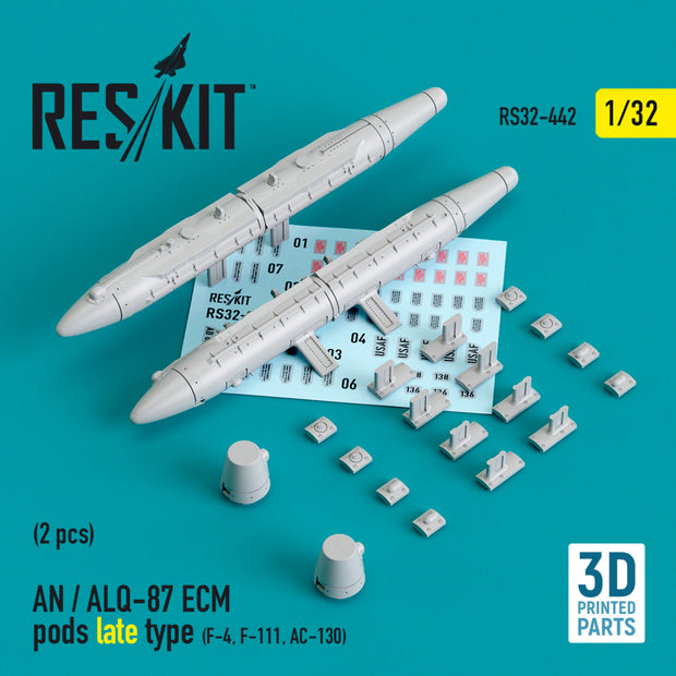 AN / ALQ-87 ECM pods late type (2 pcs) (F-4, F-111, AC-130) (3D Printing) Scale 1:32 ResKit RS32-0442 for Aircraft Model Kit