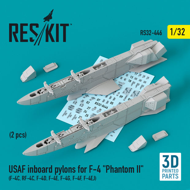 USAF Inboard Pylons for McDonnell Douglas F-4 Phantom II (2 pcs) (F-4С, RF-4С, F-4D, F-4Е, F-4G, F-4F, F-4EJ) (3D printing) Scale 1:32 ResKit RS32-0446 for Aircraft Model Kit