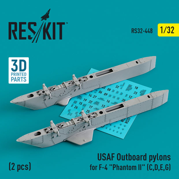 USAF Outboard Pylons for McDonnell Douglas F-4 Phantom II (C,D,E,G) (2 pcs) (3D Printed) Scale 1:32 ResKit RS32-0448 for Aircraft Model Kit