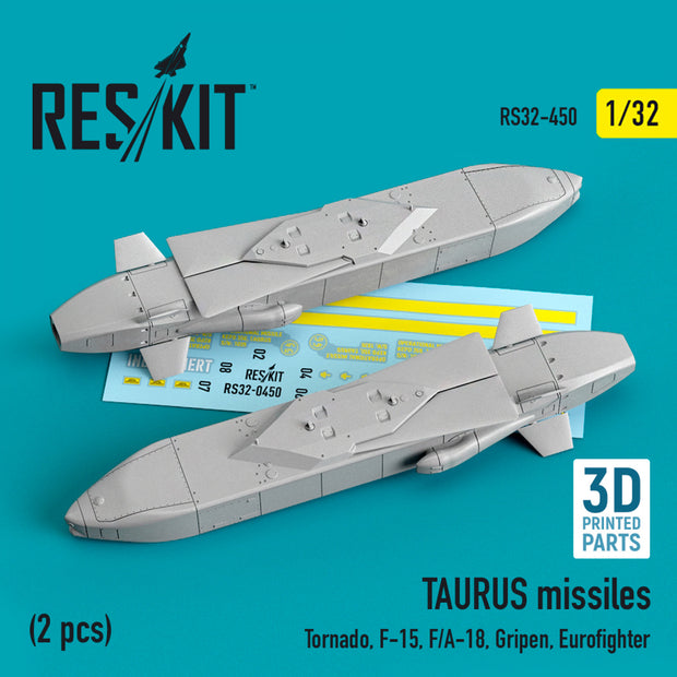 TAURUS Missiles (2 pcs) (Tornado, F-15, F/A-18, Gripen, Eurofighter) (3D Printed) Scale 1:32 ResKit RS32-0450 for Aircraft Model Kit