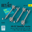 AIM-9B Sidewinder Missiles (4 pcs) (A-4, A-7, F-4D1, F-4, F-8, F-3H, F-11, F-86,F-100, F-104, F-105, Mirage III, Harrier) (3D Printed) Scale 1:32 ResKit RS32-0477 for Aircraft Model Kit