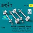 AIM-9M Sidewinder Missiles (4 pcs) (F-4, F-5, F-15, F-16, F-18, F-22, F-111, Harrier, Tornado, Eurofighter, Hawk, Gripen) (3D Printed) Scale 1:32 ResKit RS32-0482 for Aircraft / Helicopters Model Kit