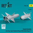 Exocet Missiles (2 pcs) (Sea King, Super Etendard, Mirage 2000, Rafale, Mirage F.1) (3D Printed) Scale 1:32 ResKit RS32-0506 for Helicopters / Aircraft Model Kit