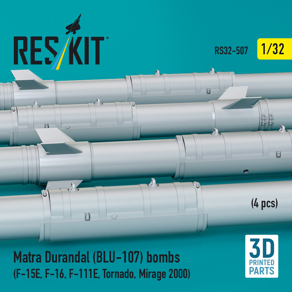 Matra Durandal (BLU-107) bombs (4 pcs) (F-15E, F-16, F-111E, Tornado, Mirage 2000) (3D Printed) Scale 1:32 ResKit RS32-0507