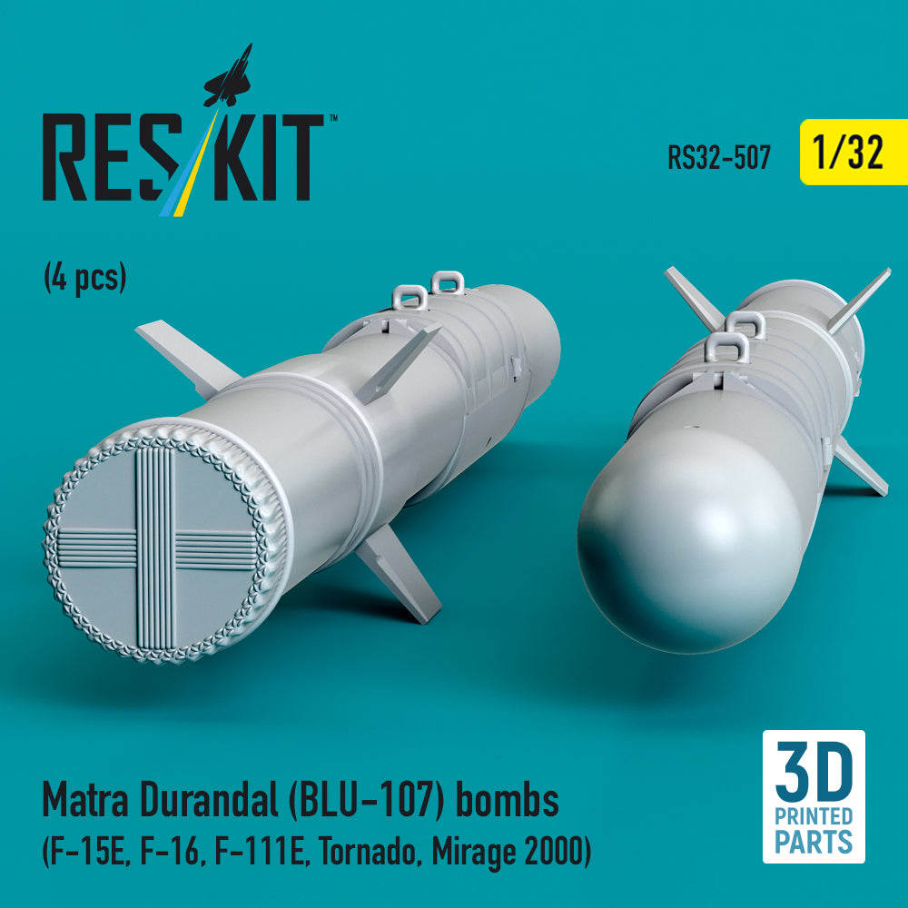 Matra Durandal (BLU-107) bombs (4 pcs) (F-15E, F-16, F-111E, Tornado, Mirage 2000) (3D Printed) Scale 1:32 ResKit RS32-0507