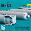 CBU-97/105 Cluster Bombs (4 pcs) (F-15E, F-16, A-10, B-1B, B-2, B-52) (3D Printed) Scale 1:32 ResKit RS32-0515 for Aircraft Model Kit