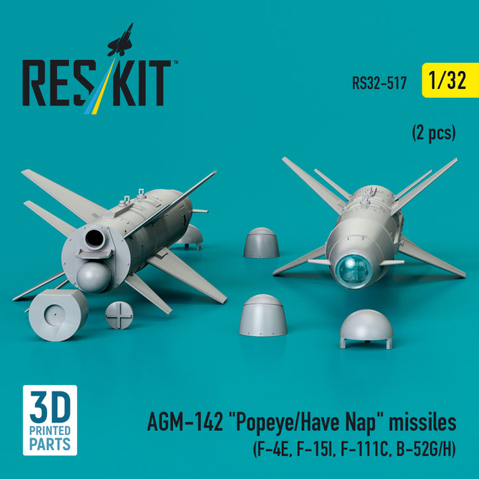 AGM-142 Popeye/Have Nap Missiles (2 pcs) (F-4E, F-15I, F-111C, B-52G/H) (3D Printed) Scale 1:32 ResKit RS32-0517 for Aircraft Model Kit