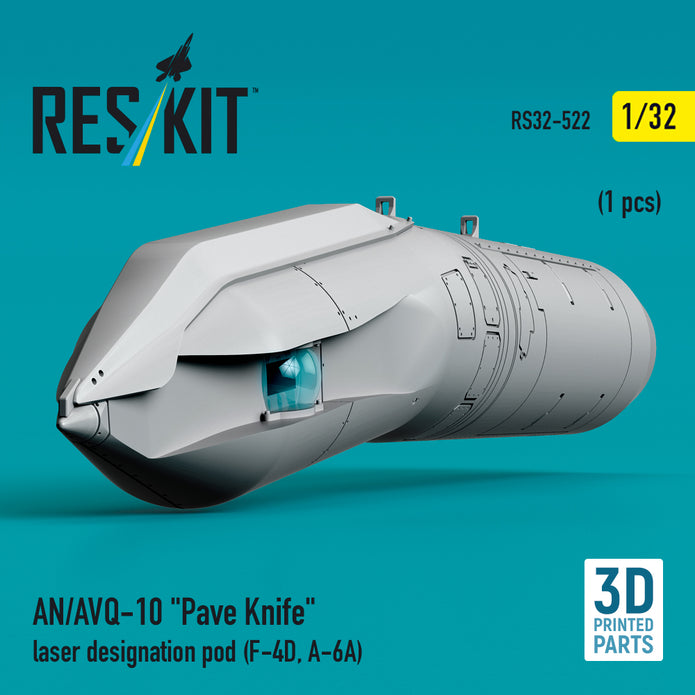 AN/AVQ-10 Pave Knife laser designation pod (1 pcs) (F-4D, A-6A) (3D Printed) Scale 1:32 ResKit RS32-0522