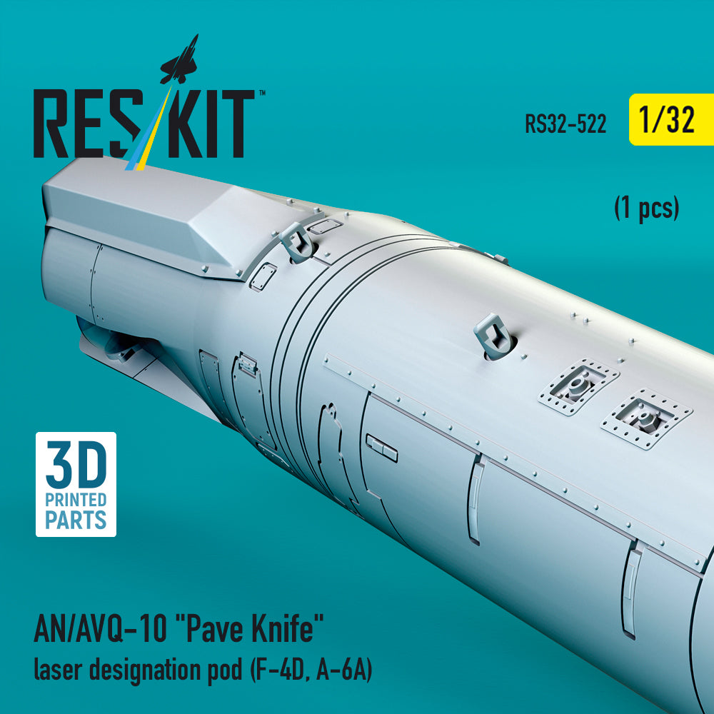 AN/AVQ-10 Pave Knife laser designation pod (1 pcs) (F-4D, A-6A) (3D Printed) Scale 1:32 ResKit RS32-0522