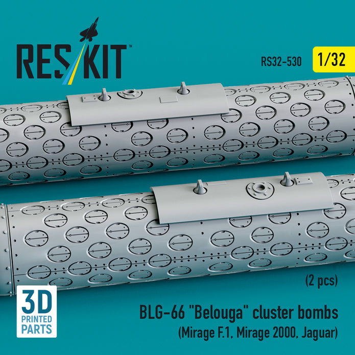 BLG-66 Belouga Cluster Bombs (2 pcs) (Mirage F.1, Mirage 2000, Jaguar) (3D Printed) Scale 1:32 ResKit RS32-0530 for Aircraft Model Kit