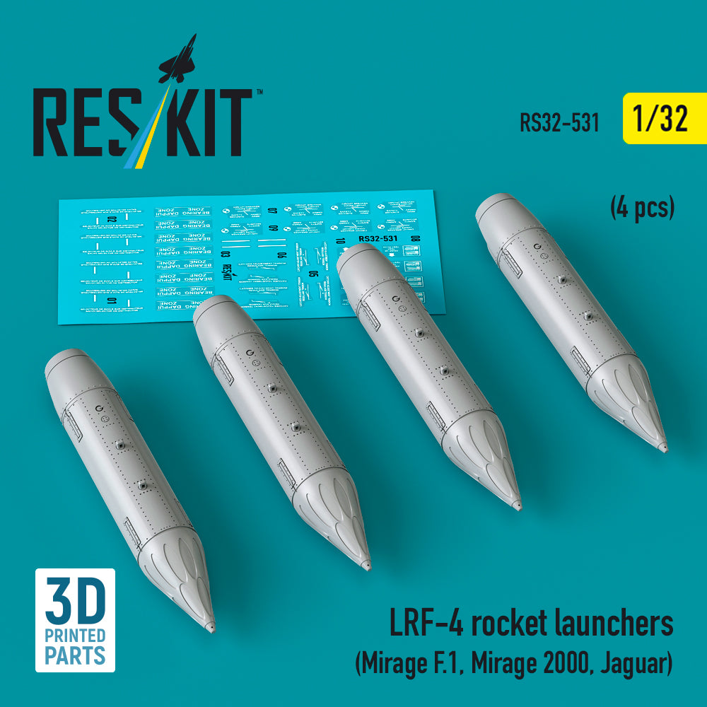LRF-4 rocket launchers (4 pcs) (Mirage F.1, Mirage 2000, Jaguar) (3D Printed) Scale 1:32 ResKit RS32-0531