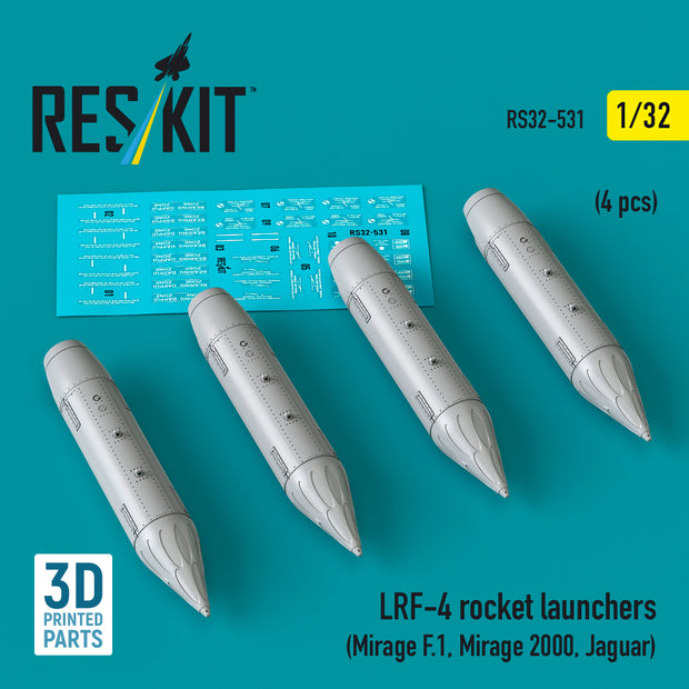 LRF-4 rocket launchers (4 pcs) (Mirage F.1, Mirage 2000, Jaguar) (3D Printed) Scale 1:32 ResKit RS32-0531
