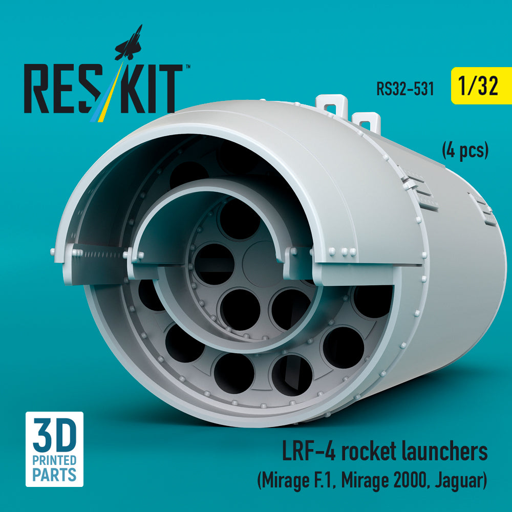 LRF-4 rocket launchers (4 pcs) (Mirage F.1, Mirage 2000, Jaguar) (3D Printed) Scale 1:32 ResKit RS32-0531