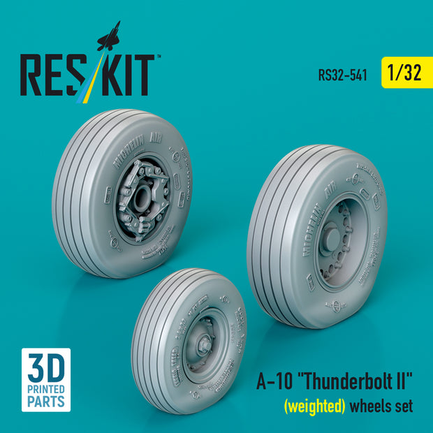A-10 Thunderbolt II (weighted) wheels set (3D Printed) Scale 1:32 ResKit RS32-0541