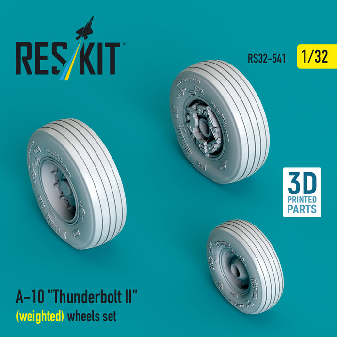 A-10 Thunderbolt II (weighted) wheels set (3D Printed) Scale 1:32 ResKit RS32-0541