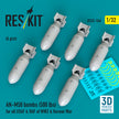 AN-M58 bombs (500 lbs) for all USAF & RAF of WW2 & Korean War (6 pcs) (3D Printed) Scale 1:32 ResKit RS32-0546
