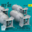 AN-M58 bombs (500 lbs) for all USAF & RAF of WW2 & Korean War (6 pcs) (3D Printed) Scale 1:32 ResKit RS32-0546