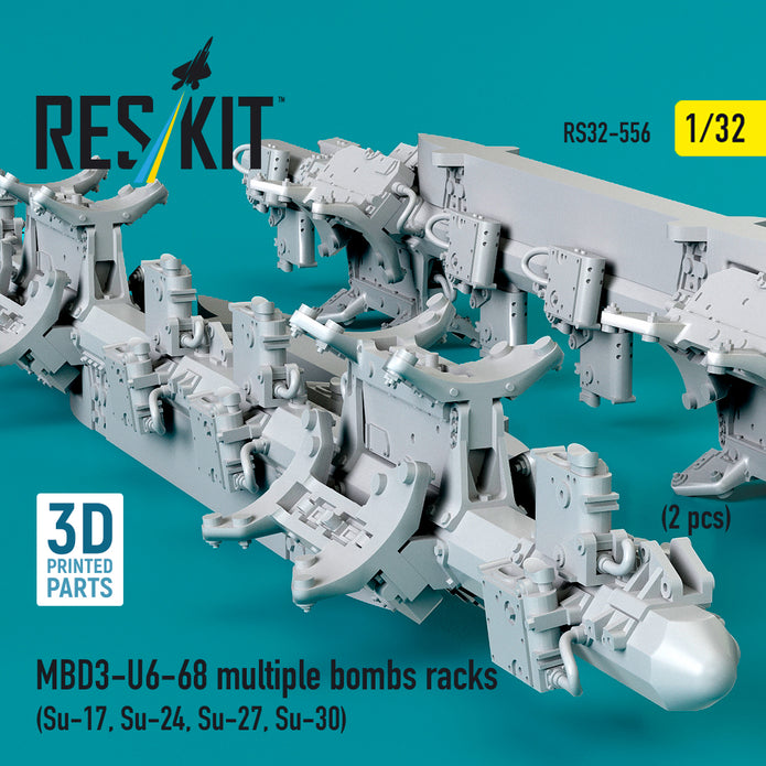 MBD3-U6-68 multiple bombs racks (2 pcs) (Su-17, Su-24, Su-27, Su-30) (3D Printed) Scale 1:32 ResKit RS32-0556