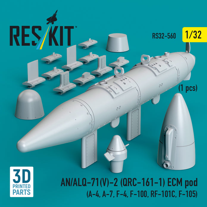 AN/ALQ-71(V)-2 (QRC-161-1) ECM pod (1pcs) (A-4, A-7, F-4, F-100, RF-101C, F-105) (3D Printed) Scale 1:32 ResKit RS32-0560