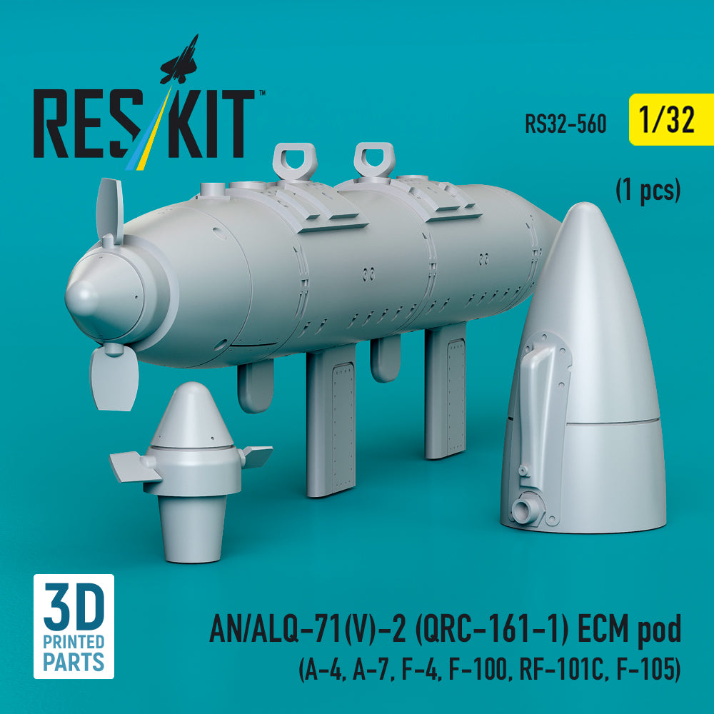 AN/ALQ-71(V)-2 (QRC-161-1) ECM pod (1pcs) (A-4, A-7, F-4, F-100, RF-101C, F-105) (3D Printed) Scale 1:32 ResKit RS32-0560