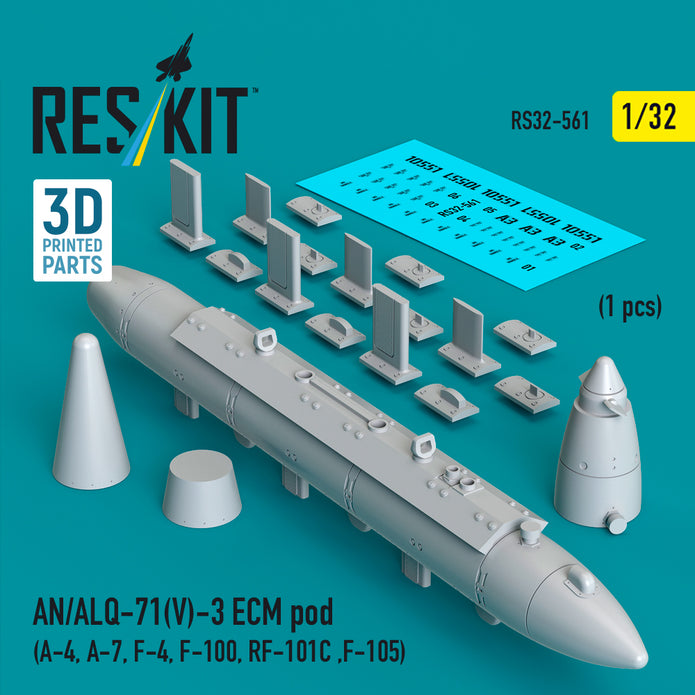 AN/ALQ-71(V)-3 ECM pod (A-4, A-7, F-4, F-100, RF-101C, F-105) (1pcs) (3D Printed) Scale 1:32 ResKit RS32-0561