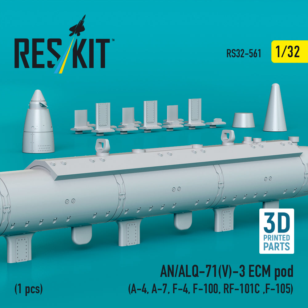 AN/ALQ-71(V)-3 ECM pod (A-4, A-7, F-4, F-100, RF-101C, F-105) (1pcs) (3D Printed) Scale 1:32 ResKit RS32-0561