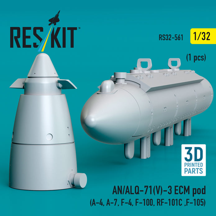 AN/ALQ-71(V)-3 ECM pod (A-4, A-7, F-4, F-100, RF-101C, F-105) (1pcs) (3D Printed) Scale 1:32 ResKit RS32-0561