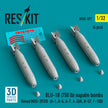 BLU-1B (750 lb) napalm bombs finned MXU-393/B (4 pcs) (A-1, A-4, A-7, A-26K, B-57, F-100) (3D Printed) Scale 1:32 ResKit RS32-0597