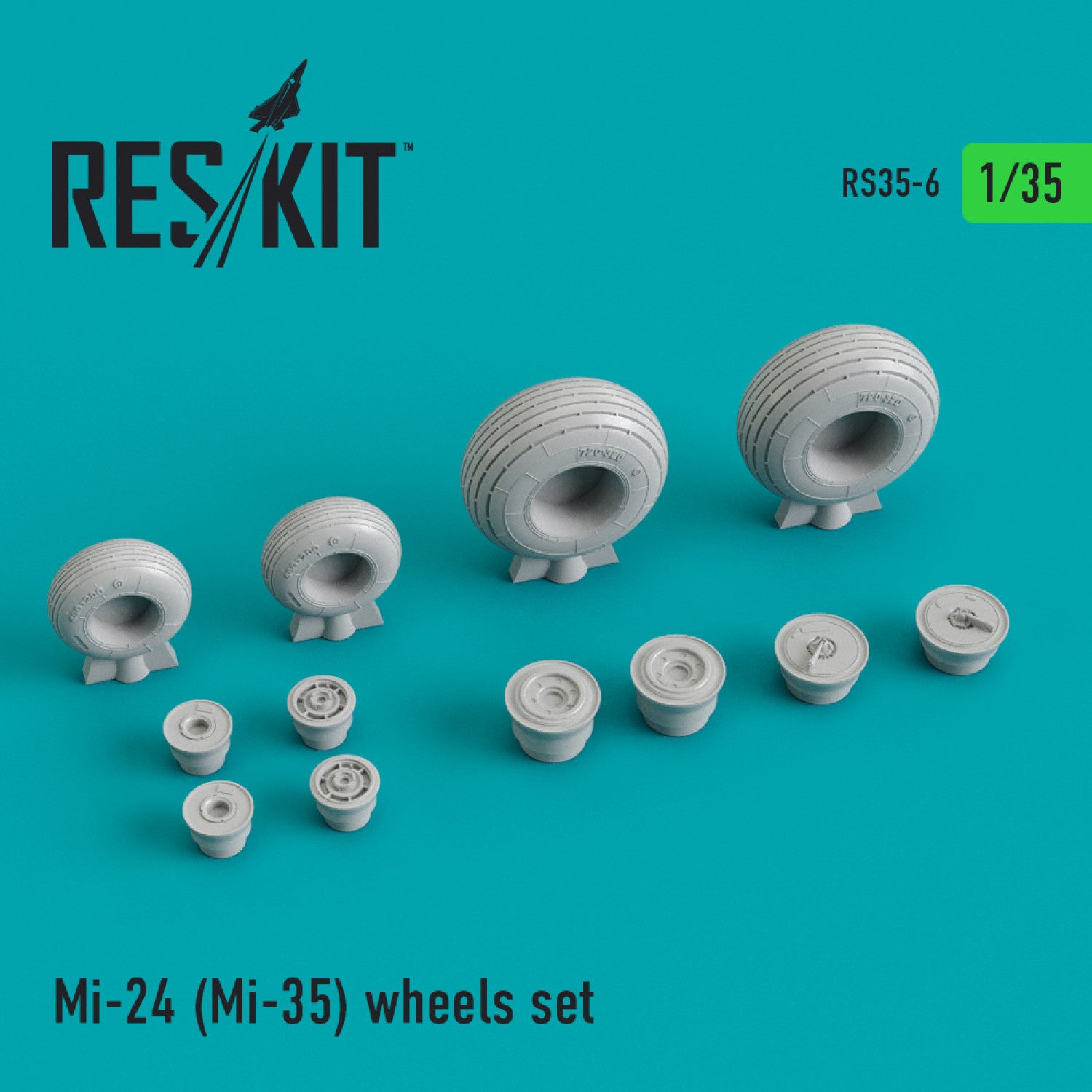 Mil Mi-24/Mi-35 Wheels set Scale 1:35 ResKit RS35-0006 for Helicopters Model Kit