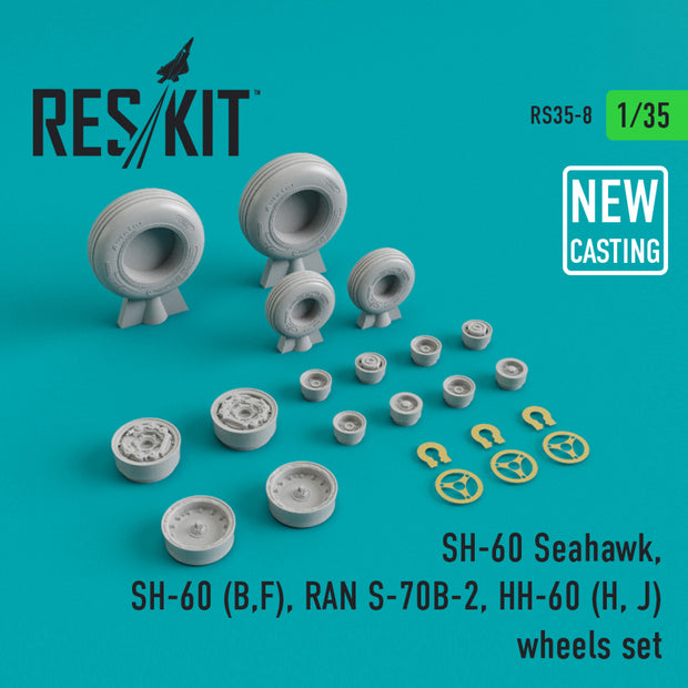 Sikorsky SH-60 Seahawk/SH-60 (B,F)/RAN S-70B-2/HH-60 (H, J) Wheels set (weighted) Scale 1:35 ResKit RS35-0008 for Helicopters Model Kit