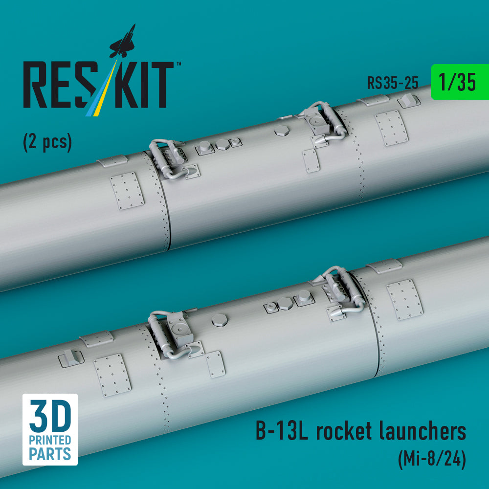 B-13L Rocket Launchers (2 pcs) (Mi-8/24) (3D Printed) Scale 1:35 ResKit RS35-0025 for Helicopters Model Kit