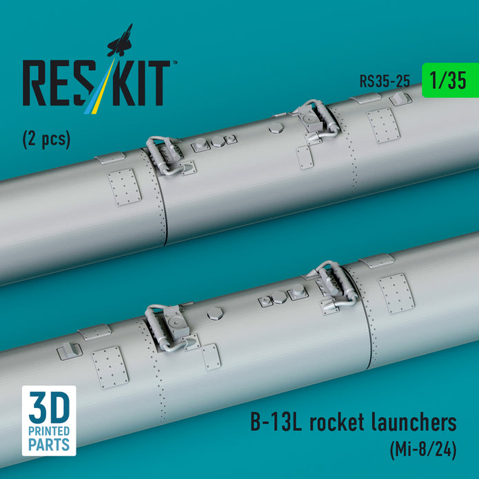 B-13L Rocket Launchers (2 pcs) (Mi-8/24) (3D Printed) Scale 1:35 ResKit RS35-0025 for Helicopters Model Kit