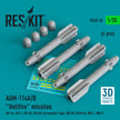 AGM-114A/B Hellfire Missiles (4 pcs) (AH-64, AH-1, UH-60, SH-60, Eurocopter Tiger, OH-58, RAH-66, MQ-1, MQ-9) (3D Printed) Scale 1:35 ResKit RS35-0026 for Helicopters Model Kit