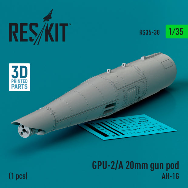 GPU-2/A 20mm gun pod (1 pcs) (AH-1G) (3D Printed) Scale 1:35 ResKit RS35-0038 for Helicopters Model Kit
