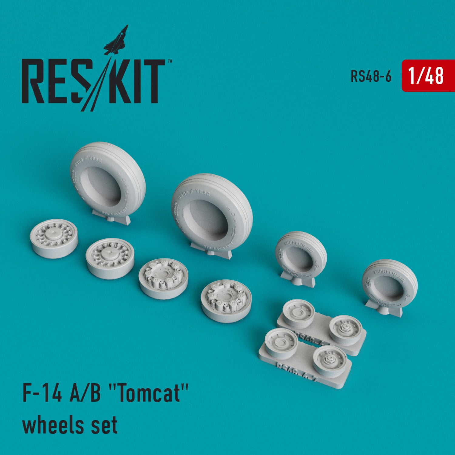 Grumman F-14 (A,B) Tomcat Wheels set Scale 1:48 ResKit RS48-0006 for Aircraft Model Kit