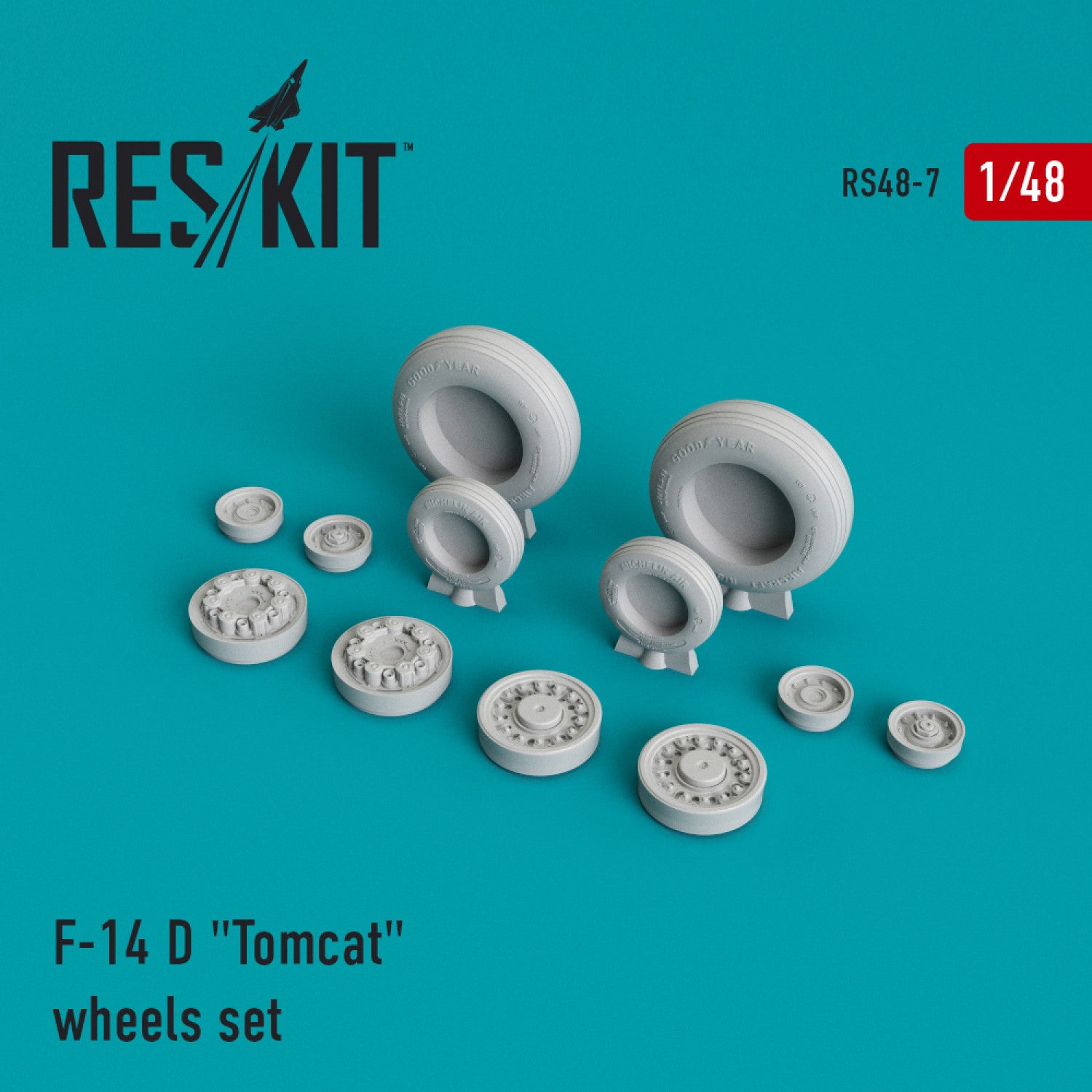Grumman F-14D Tomcat Wheels set Scale 1:48 ResKit RS48-0007 for Aircraft Model Kit