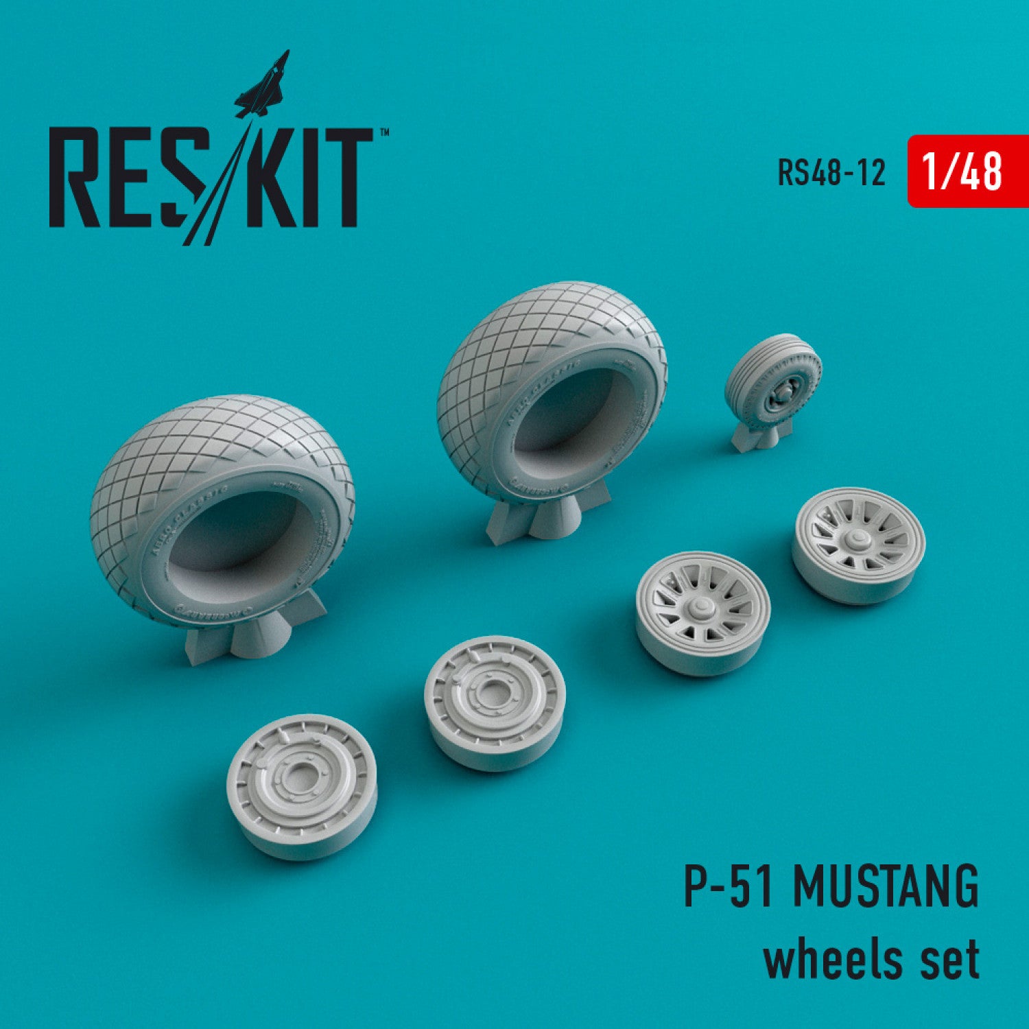 North American P-51 Mustang Wheels set Scale 1:48 ResKit RS48-0012 for Aircraft Model Kit