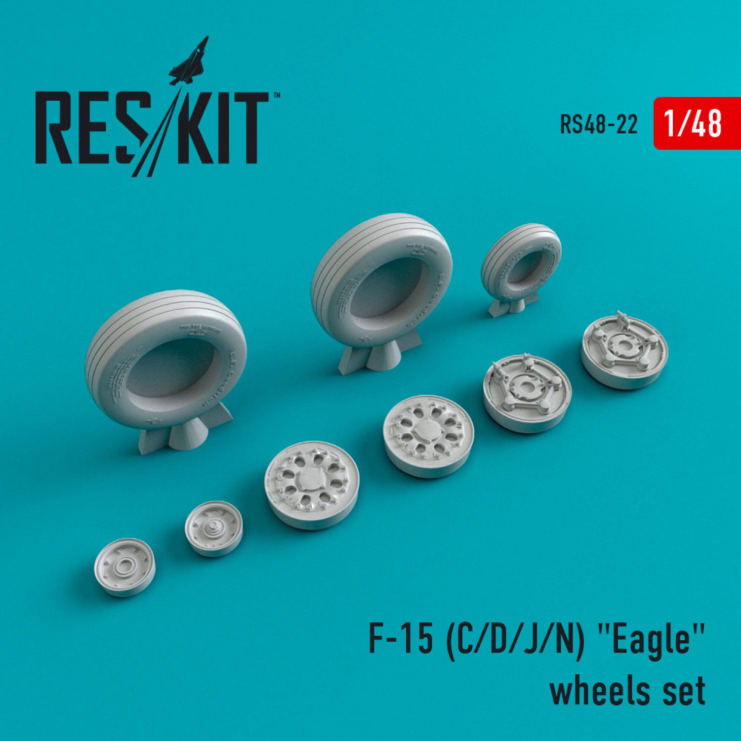 McDonnell Douglas F-15 (C,D,J,N) Eagle Wheels set Scale 1:48 ResKit RS48-0022 for Aircraft Model Kit