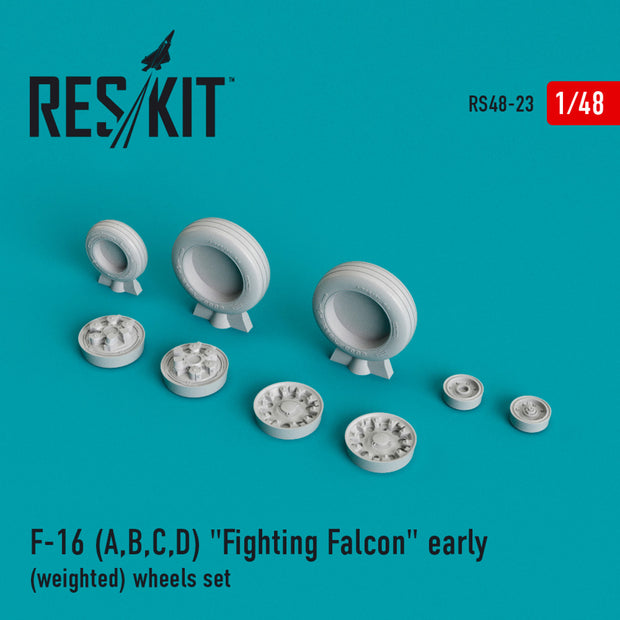 General Dynamics F-16 (A,B,C,D) Fighting Falcon early (weighted) Wheels set Scale 1:48 ResKit RS48-0023 for Aircraft Model Kit