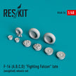 General Dynamics F-16 (A,B,C,D) Fighting Falcon late (weighted) Wheels set Scale 1:48 ResKit RS48-0024 for Aircraft Model Kit