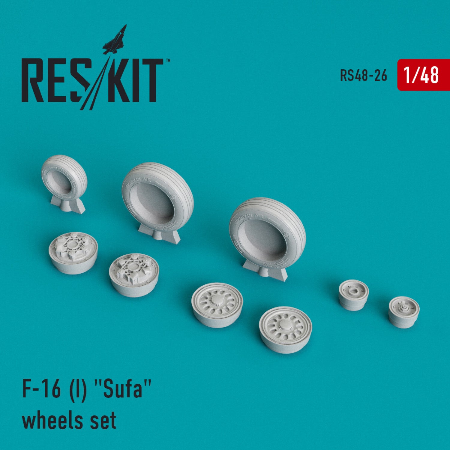 General Dynamics F-16I Sufa Wheels set Scale 1:48 ResKit RS48-0026 for Aircraft Model Kit
