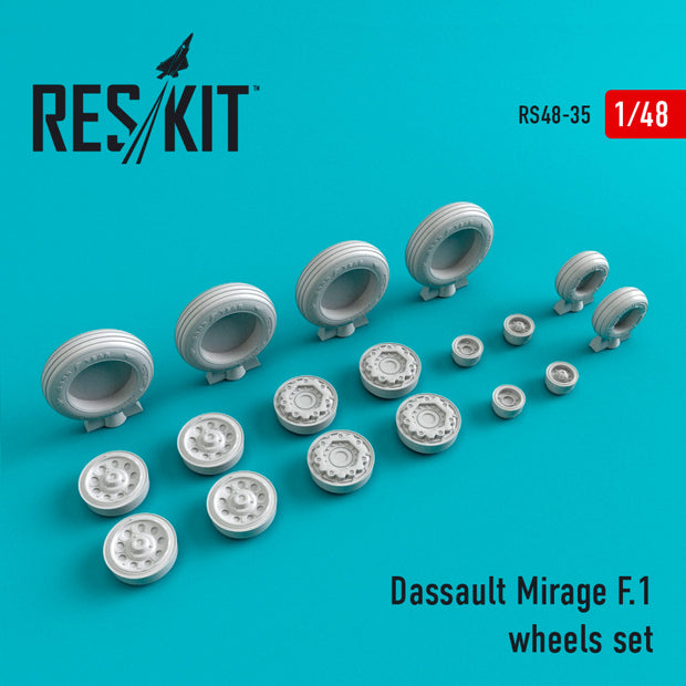 Dassault Mirage F.1 Wheels set Scale 1:48 ResKit RS48-0035 for Aircraft Model Kit