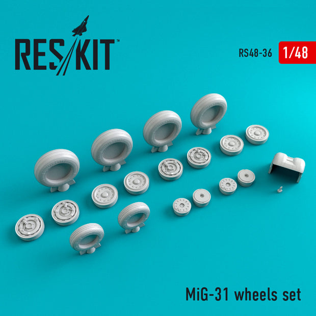 MiG-31 Wheels set Scale 1:48 ResKit RS48-0036 for Aircraft Model Kit