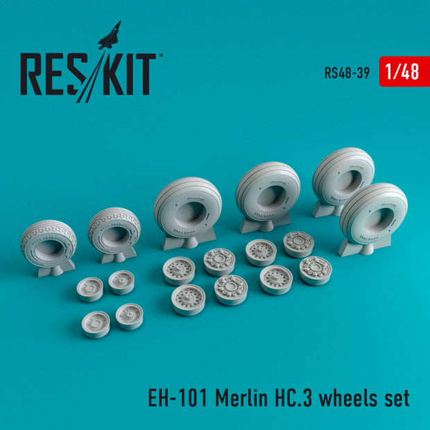 EH-101 Merlin HC.3 Wheels set Scale 1:48 ResKit RS48-0039 for Aircraft Model Kit