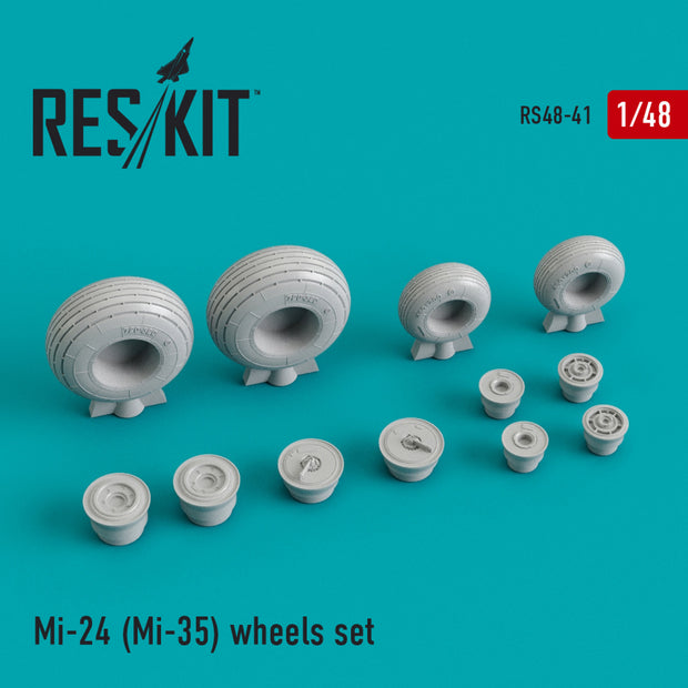 Mil Mi-24/Mi-35 Wheels set Scale 1:48 ResKit RS48-0041 for Aircraft Model Kit
