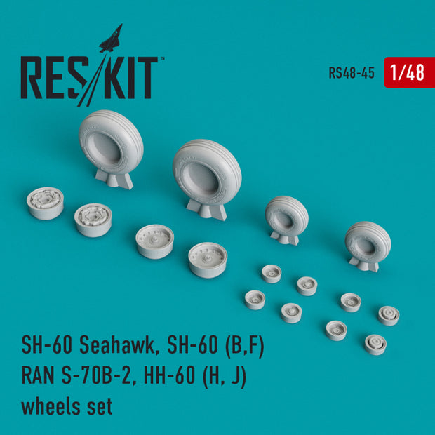 Sikorsky SH-60 Seahawk, SH-60 (B,F) RAN S-70B-2, HH-60 (H, J) Wheels set (weighted) Scale 1:48 ResKit RS48-0045 for Helicopters Model Kit