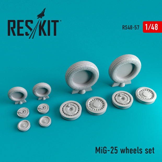 MiG-25 Wheels set Scale 1:48 ResKit RS48-0057 for Aircraft Model Kit